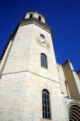 Fototapeta na wymiar Spain.Cathedral of Girona.Tower with clock.