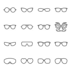 Glasses vector line icon set