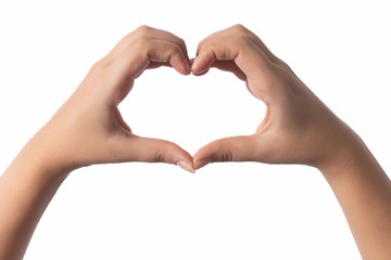 Hands create romantic heart shape