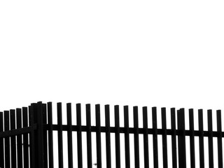 silhouette wood fence model isolated over white background