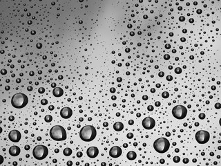 closeup drops of water on the car after rain