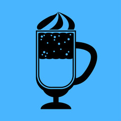 coffee cocktail icon on blue background. Vector Object