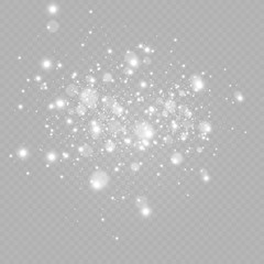 White sparks and golden stars glitter special light effect. Vector sparkles on transparent background. Christmas abstract pattern. Sparkling magic dust particles