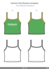 TANK TOP Sleeveless fashion flat technical drawing template