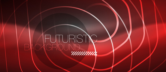 Black and glowing color lines neon design, magin techno template background