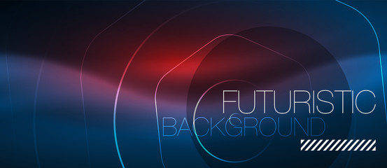 Neon glowing lines, magic energy space blue light concept, abstract background wallpaper design