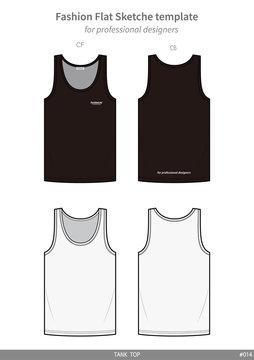 TANK TOP Sleeveless fashion flat technical drawing template Stock Vector |  Adobe Stock