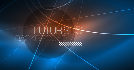 Neon glowing magic background, neon banner, night sky wallpaper. Magic light effect. Christmas abstract pattern.