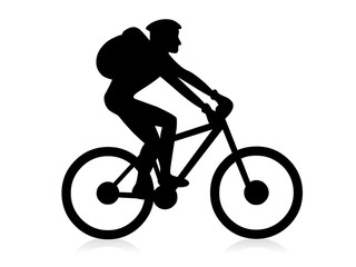 Mountainbiker / vector, black and white, isolated