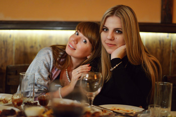 girls   in a restaurant