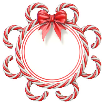 Candy Cane Frame With Ribbon Bow 3D