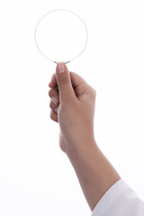 Doctor holding magnifier