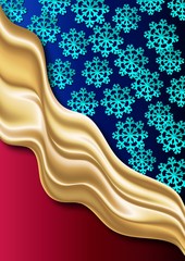 Merry christmas & Happy New Year greeting card with gold foil and snowflakes. A4 size. EPS10.