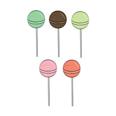 set of colorful lollipops isolated on white background