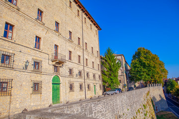 Vacation in San Marino , exterior wall of Public Palace 