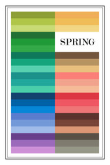 Stock vector color guide. Seasonal color analysis palette for spring type. Type of female appearance