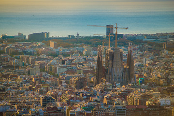 Fototapeta premium La Sagrada Familia in Barcelona, Spain. It is on the part of UNESCO World Heritage site by an artist Antoni Gaudi.