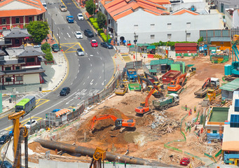 Street construction site in Singapore