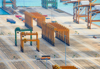 Empty commercial Singapore cargo port