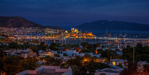 Bodrum castle at night