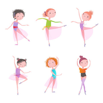 Set of ballet dancers. Vector illustration.