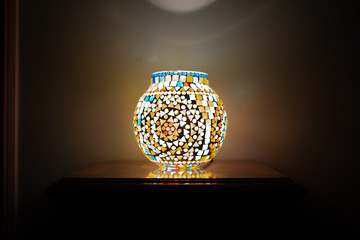 Colorful lamp on table