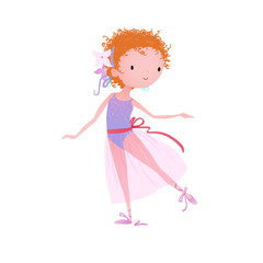 Little ballet dancer. Vector illustration.