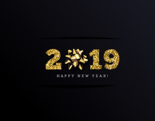 Congratulations on the 2019 happy new year. Holiday Gifts. . Gold on black