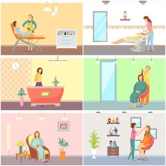 Spa Salon Depilation and Receptionist Set Vector