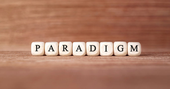 Word PARADIGM made with wood building blocks