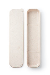 Plastic box for chopsticks or spoon, Isolated on white background