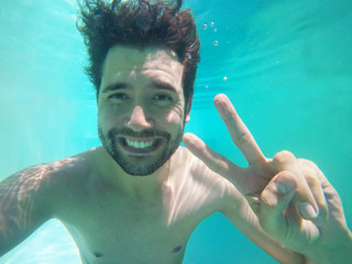 Smiling Man Underwater