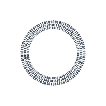 Three circles binary circuits, future technology, cyber security concept, vector illustration.