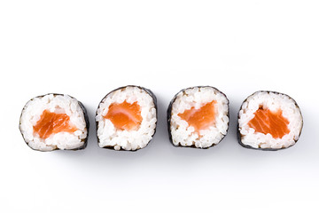 sushi isolated on white background. Top view