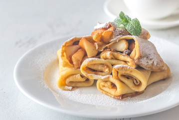 Crepes with apple slices