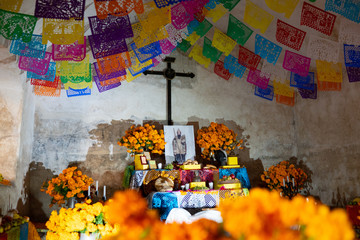 Day of the Dead altar in Mexico City's Ex Convent of Acolman