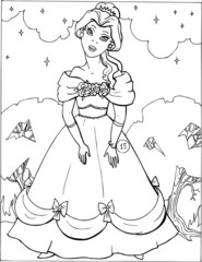 Fashion parade. Coloring the Beautiful Princess. Vector illustration. Coloring  book, lady, girl 15