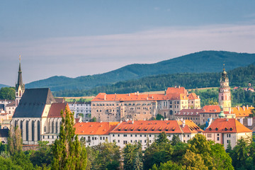 Fototapeta premium View of the medieval town Cesky Krumlov with the castle, Czech Republic, Europe.