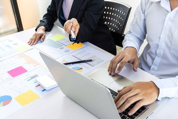 Professional Business partner discussing ideas plan and presentation project at meeting working and analysis at workspace office, financial and investment concept