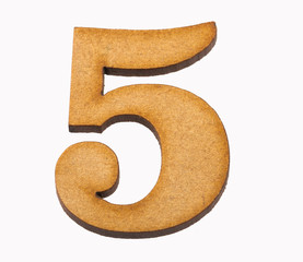 Numbers in wood - Number 5