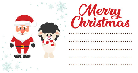 cartoon christmas santa claus and сhristmas black sheep on the christmas letter to santa