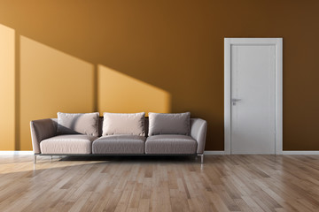 large luxury modern bright interiors Living room Spiced honey illustration 3D rendering computer digitally generated image