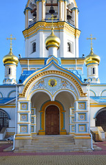 Fototapeta premium Construction of the Church of the Mother of God 