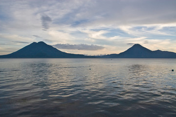Fototapeta na wymiar Volcanoes overlooking Lake Atitlan in Guatemala