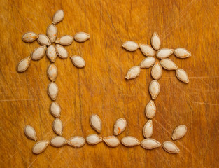 Fototapeta na wymiar beans on wooden background