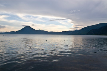 Fototapeta premium Volcanoes overlooking Lake Atitlan in Guatemala