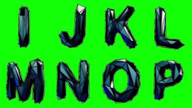 Alphabet from plastic isolated on green background. 4K