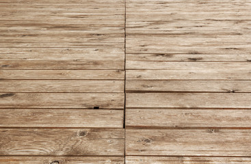 Brown background of wooden plank, top view, copy space - 237572507