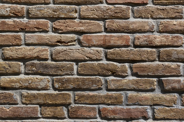 Old red brick wall texture background for design, top view, copy space - 237572794