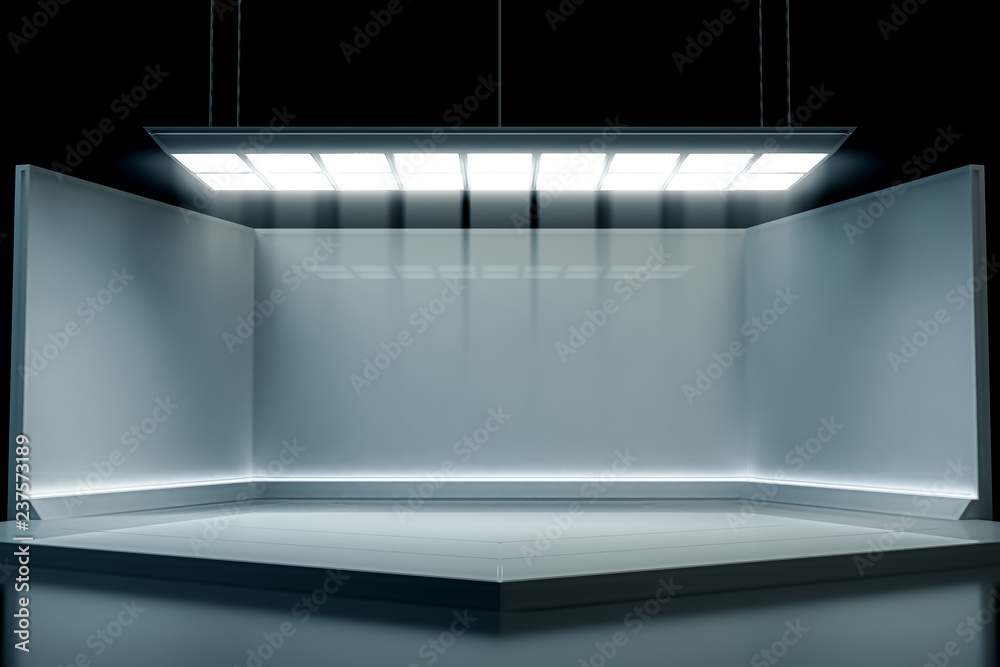 Wall mural modern empty stage event with light futuristic background. future technology sci-fi hi tech concept.